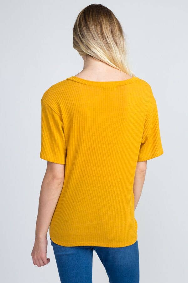 miroh - Wholesale Knit Top - Women's - Ribbed Basic V Neck Top With Knot Detailing5