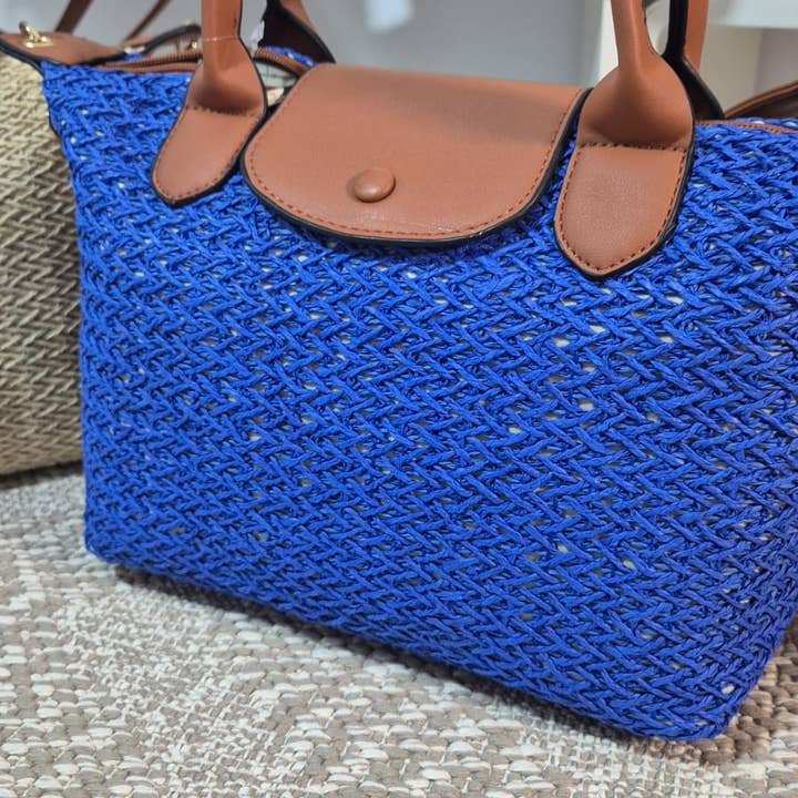 MIA LAROUGE – Mala com alça superior – Mulher por atacado – BOLSA DE MÃO COM MATERIAL RAFIA.1