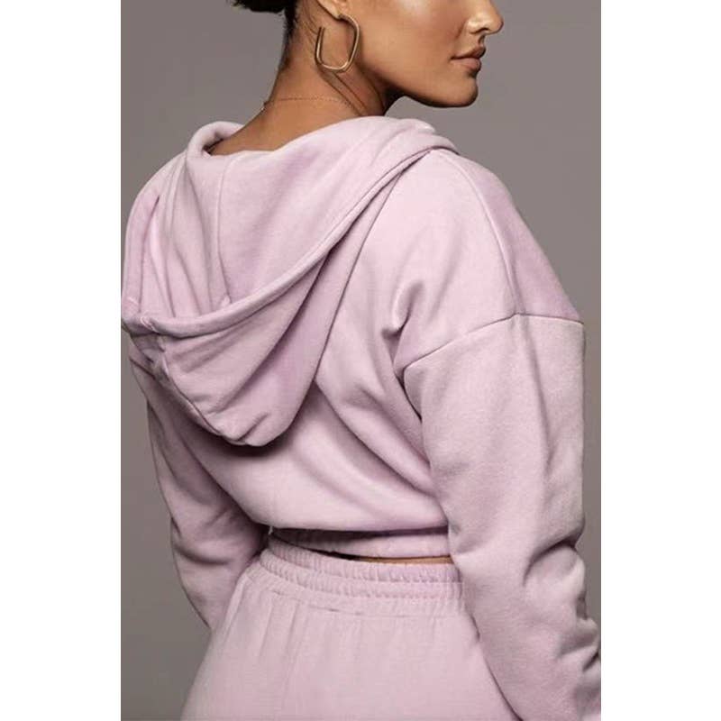 Paperdoll - Wholesale Tracksuit - Women's - Hooded Tracksuit Short Top and Wide Leg Pants 12