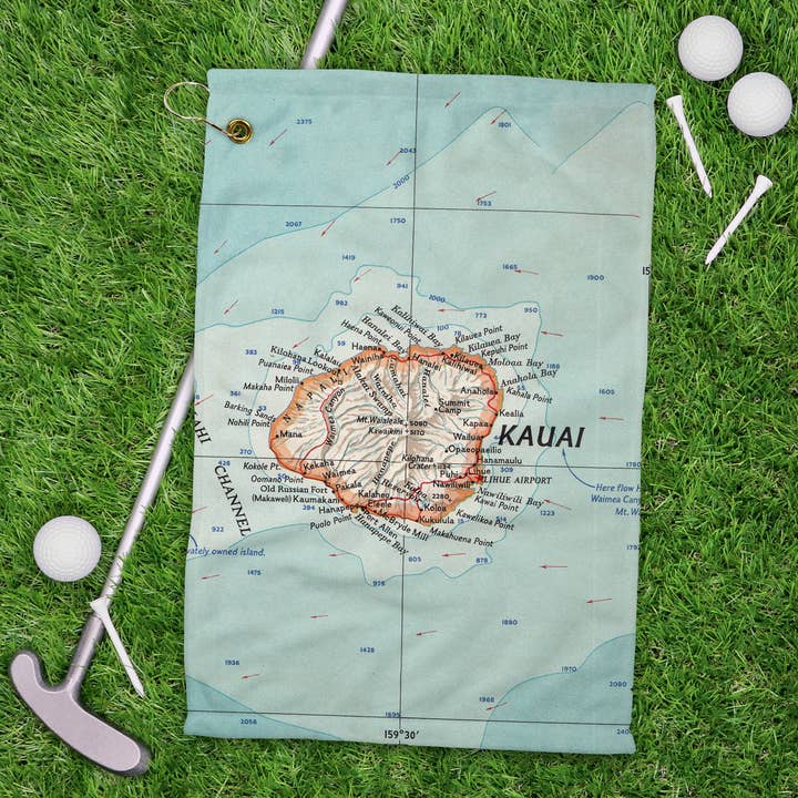 Serviette de golf carte de Kauai Hawaii serviette de sport pour le tennis pour la vente par Daisy Mae Designs