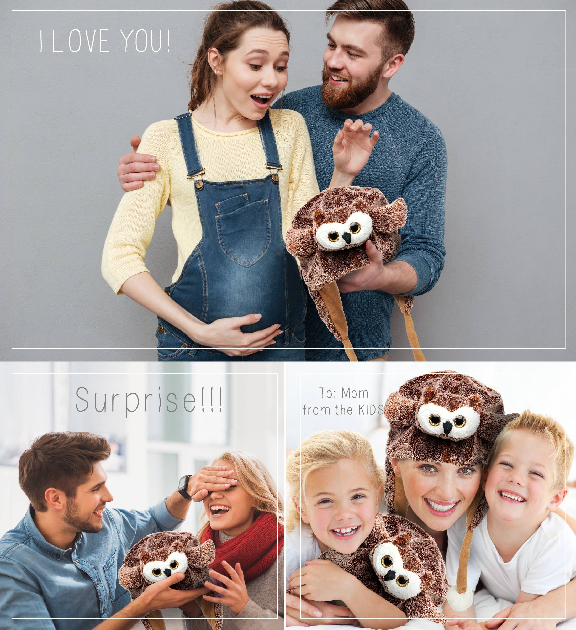 Cota Global - Wholesale Kids Hat - Kids - Plush Mothers Day Heart - Super Soft Plush Hat - Owl3