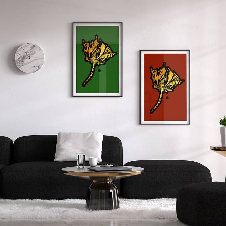 Gotisk Tulpan: A4 - Lyxigt Blomsterkonsttryck - Röd Bibliotekskonst för wholesale av Kiki Gunn