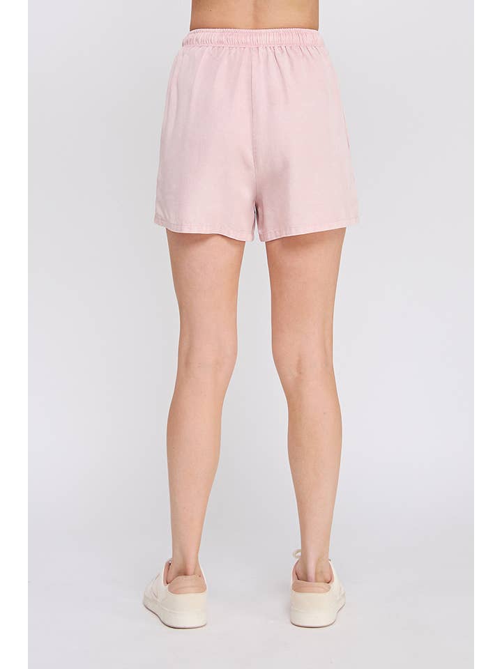 Allie Rose - Wholesale Shorts - Women's - Washed Chambray Elastic Waist Drawstring Shorts