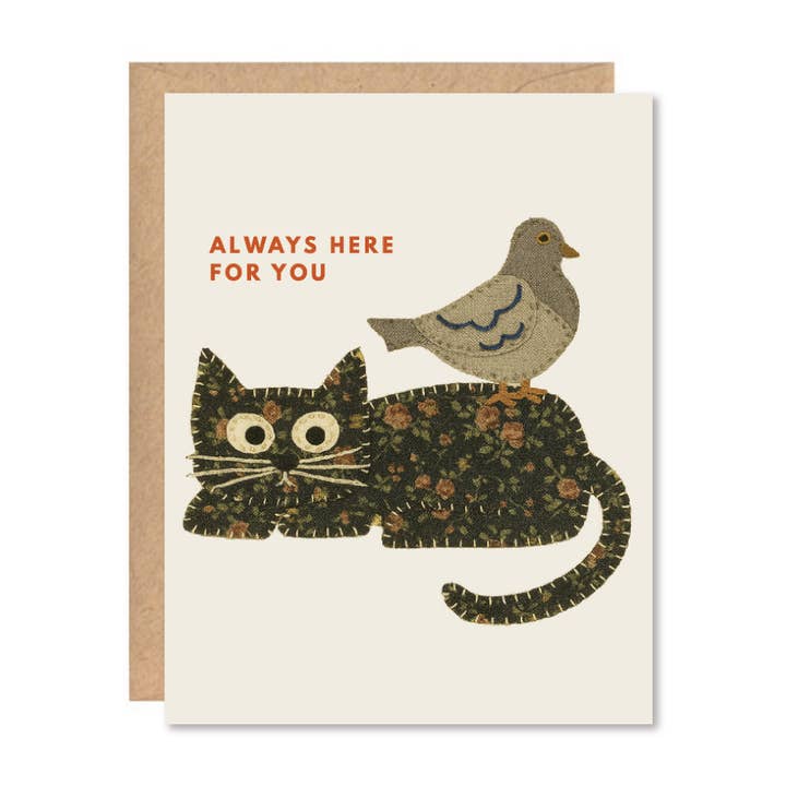 Greeting Card - "Always Here" Cat & Bird for wholesale by Three Potato Four