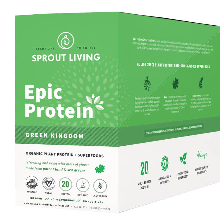 Epic Protein | Organic Plant Protein, Green Kingdom, 16CT DB for wholesale by Sprout Living