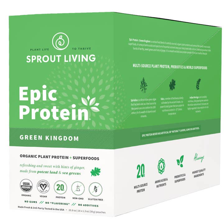 Sprout Living - Wholesale Protein/Superfood Powder - Epic Protein | Organic Plant Protein, Green Kingdom, DB