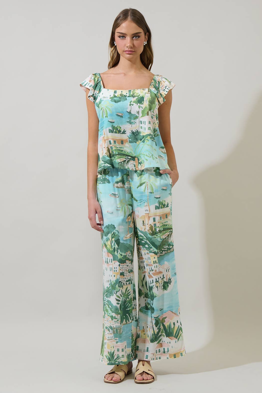 AQUA MULTI Piti Town Snipy Wide Leg Pants for wholesale on Faire3