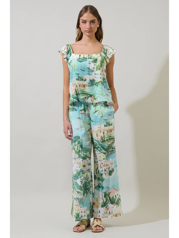 AQUA MULTI Piti Town Snipy Wide Leg Pants for wholesale on Faire3