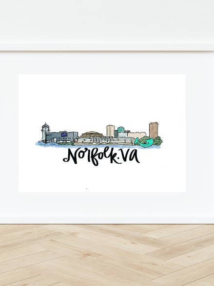Norfolk Virginia Skyline-Druck für den Großhandel von Thirteenwinks