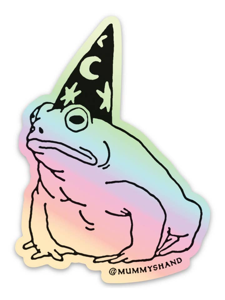 Autocollant holographique Wartlock Frog Wizard Amphibian Magicien pour la vente par Mummy's Hand