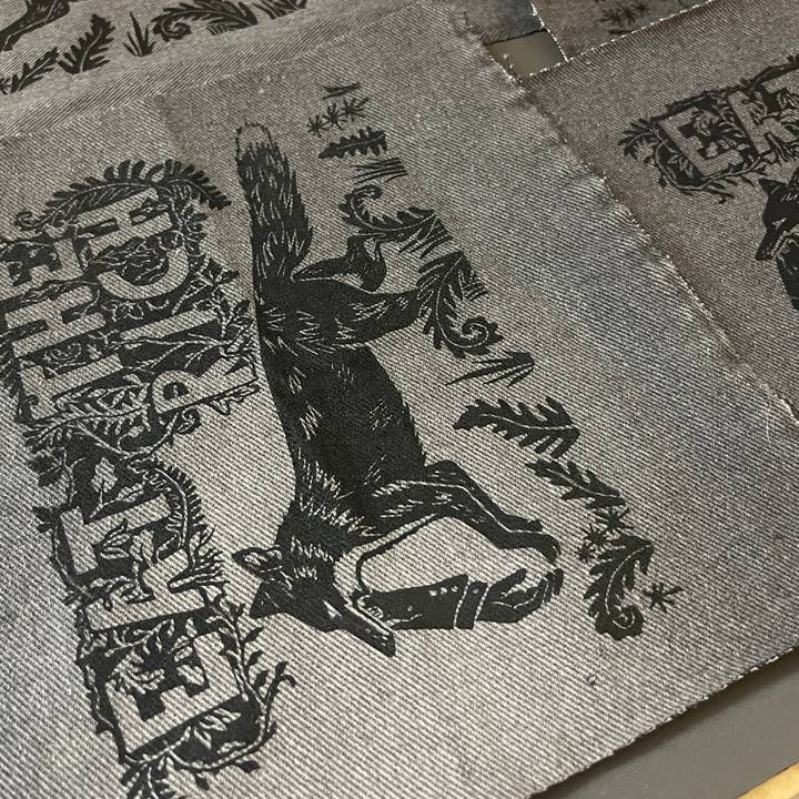 Critter Butts - Wholesale Patch - Eat The Rich Patch - Screen print on thrifted denim3