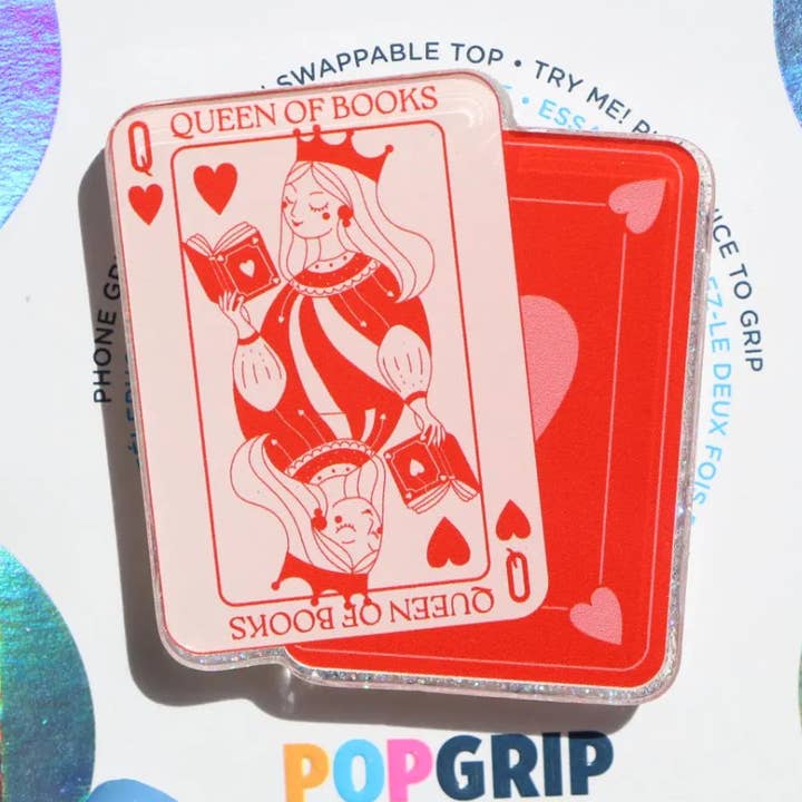 Queen of Books - Book Lover Playing Card Grip for wholesale by Ivy Resin Shop LLC