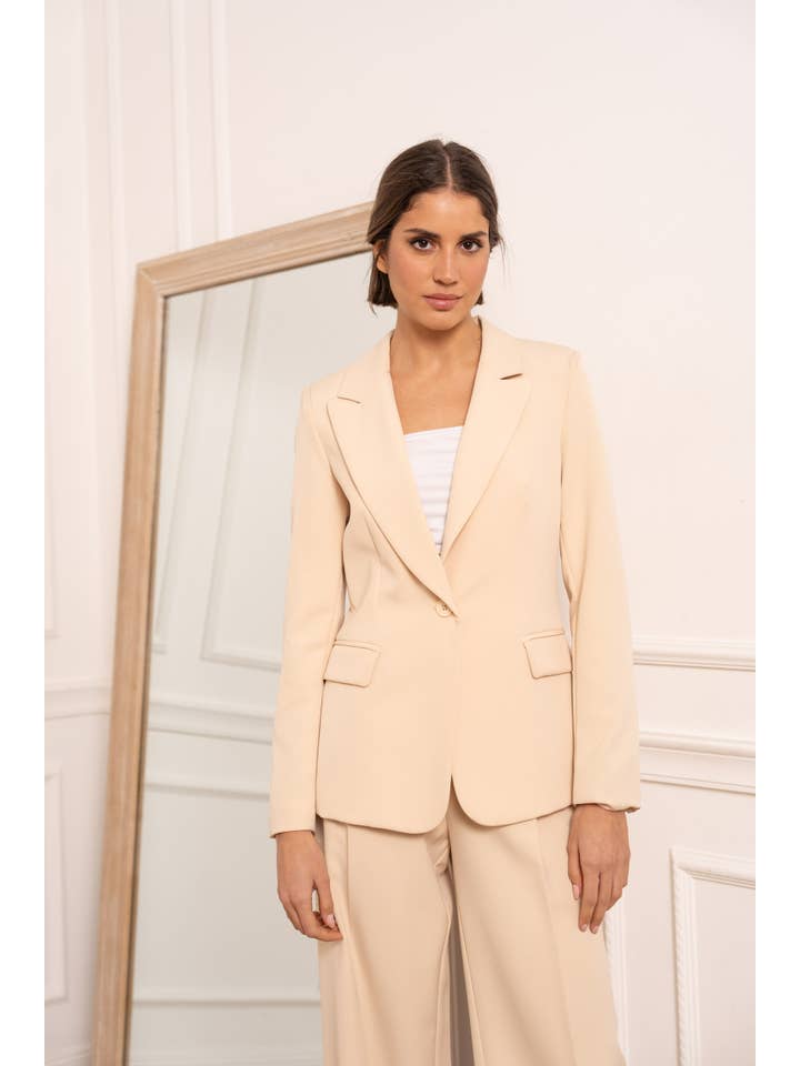 Attentif Paris - Vendita all'ingrosso Giacca elegante - Donna - Giacca aderente con bottone singolo, semplice - Collezione Timeless85