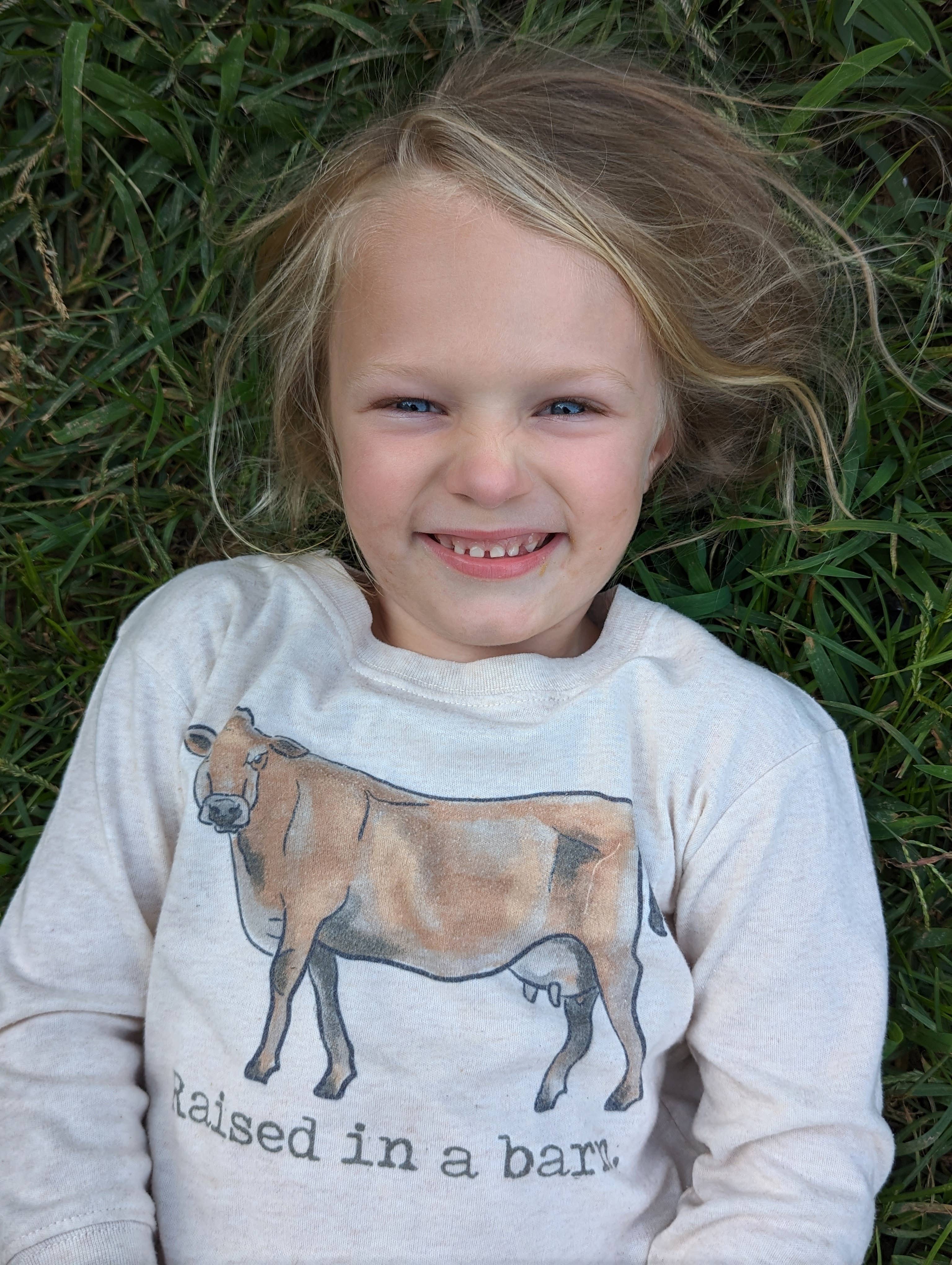 Barefoot Baby - Wholesale Screen Printed T-Shirt - Kids - Raised in a barn Cow Country Western boy Farm Kid Clothing2