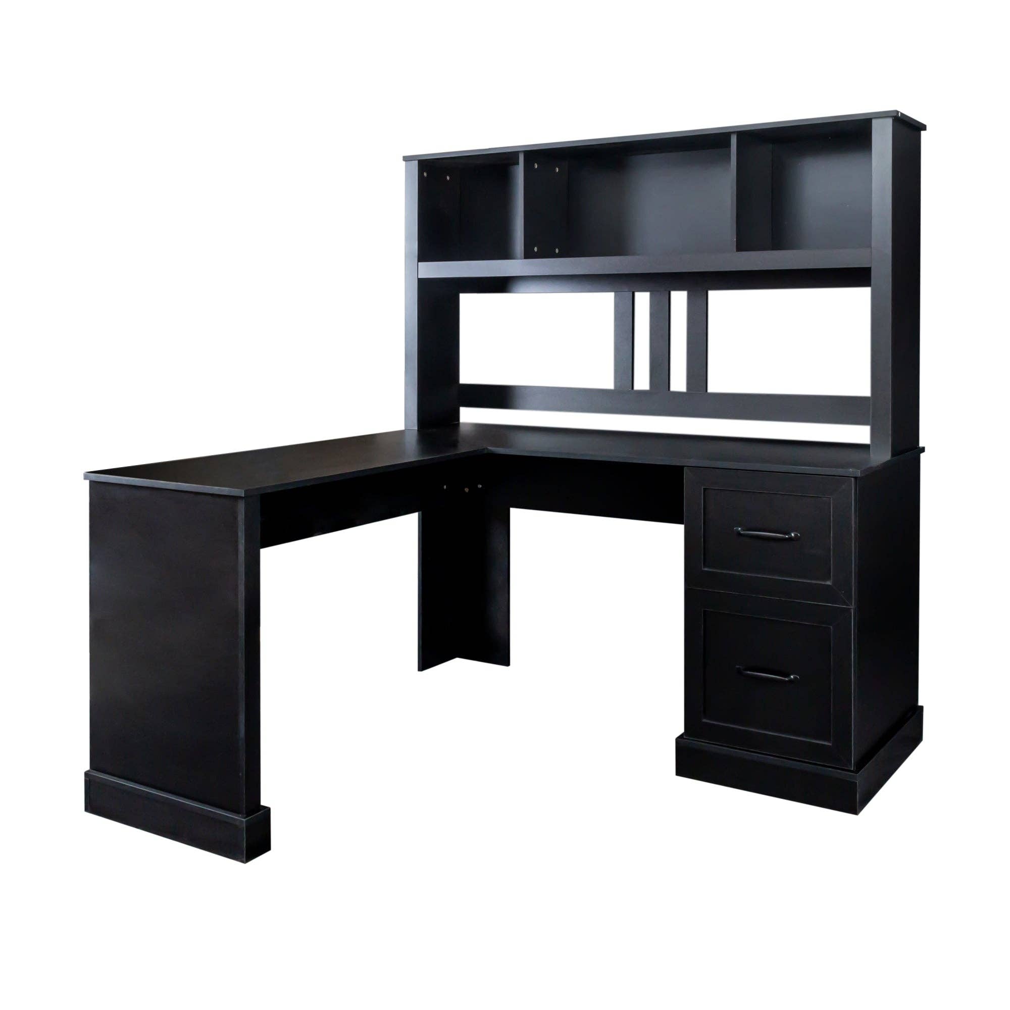 39F Inc. - Wholesale Desk Set - 60in Corner Office Computer Desk with Hutch-Antiqued Black12