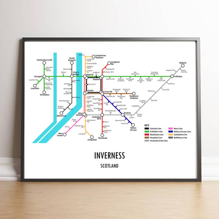 Inverness Scotland Underground Style Transport Print for wholesale by Underdog Studio