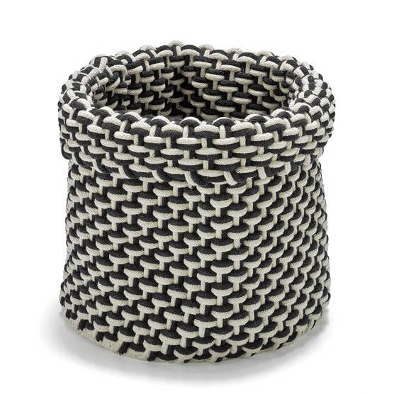 61003509 Cestino portaoggetti Rope Large 35x35x35 cm nero/natura per la vendita all'ingrosso da parte di Etol
