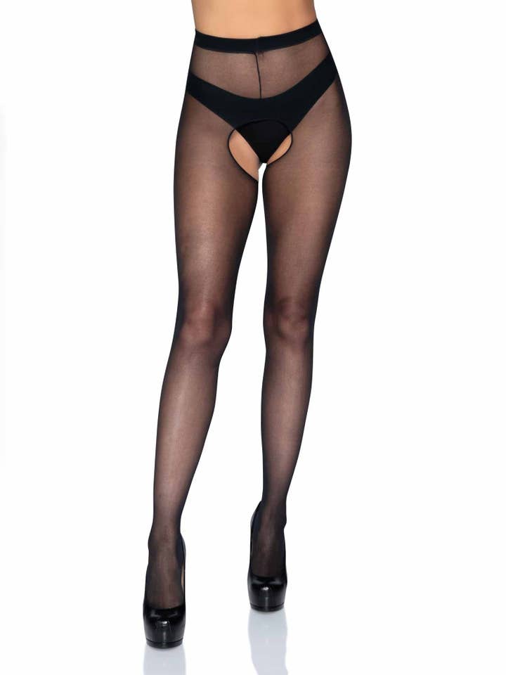 Mercedes Sheer Crotchless Pantyhose for wholesale by Leg Avenue
