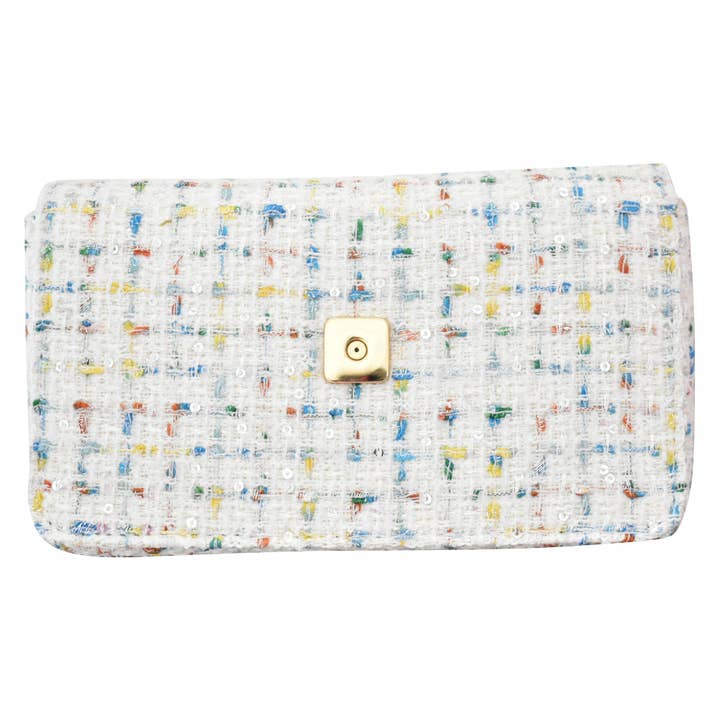 Classic Evening Bag in White Boucle for wholesale by Dress for Cocktails