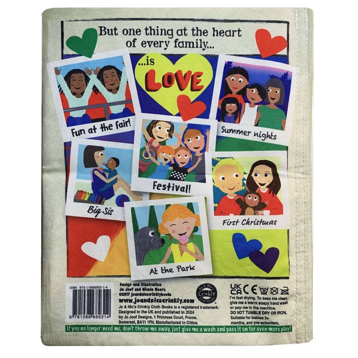 Jo & Nic's Crinkly Cloth Books - Wholesale Baby & Toddler Book (0-2) - Nursery Times Crinkly Newspaper - What Makes A Family3