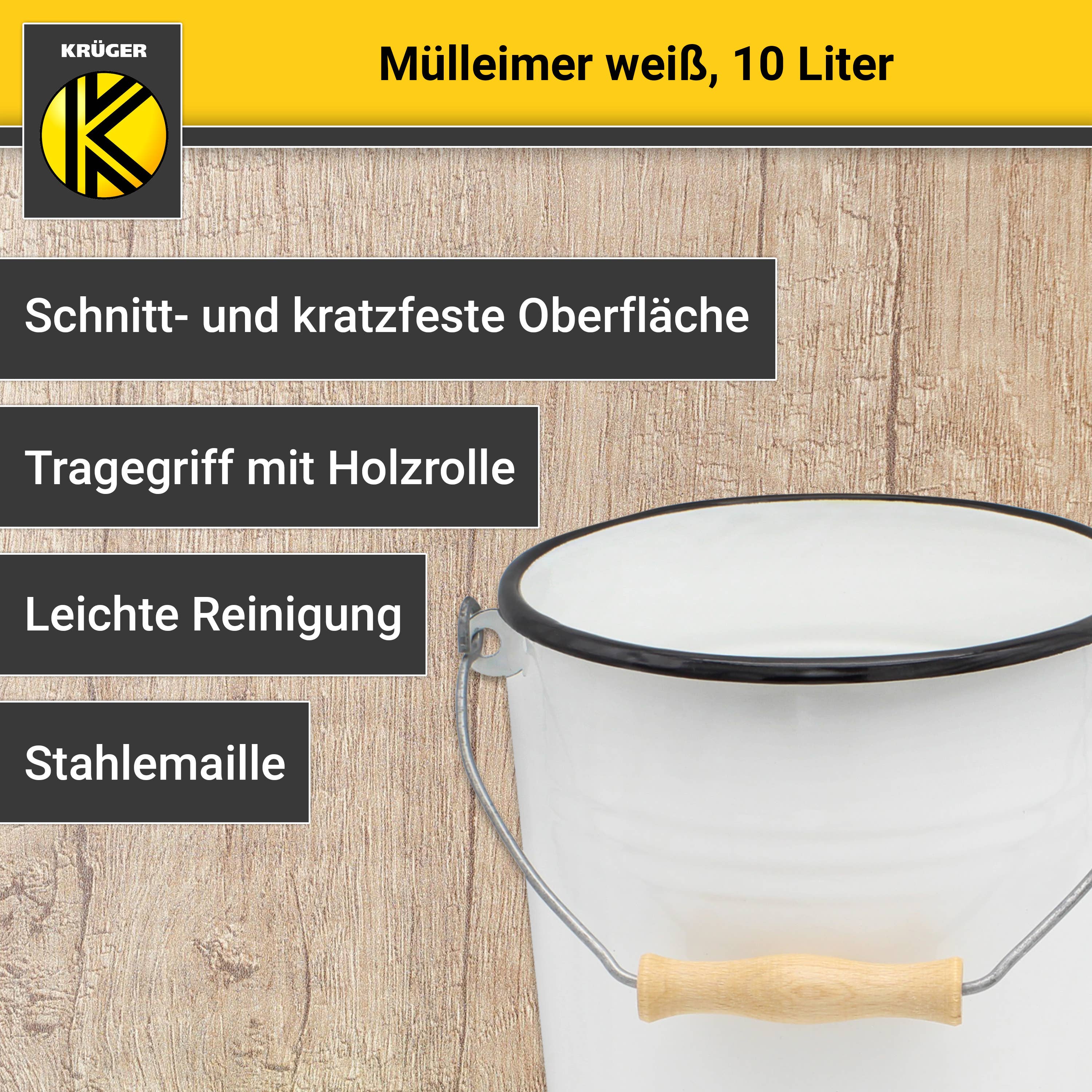 Karl Krüger - Wholesale Trashcan/Trash Bin - Karl Krüger enamel trash can white, 10 liters1