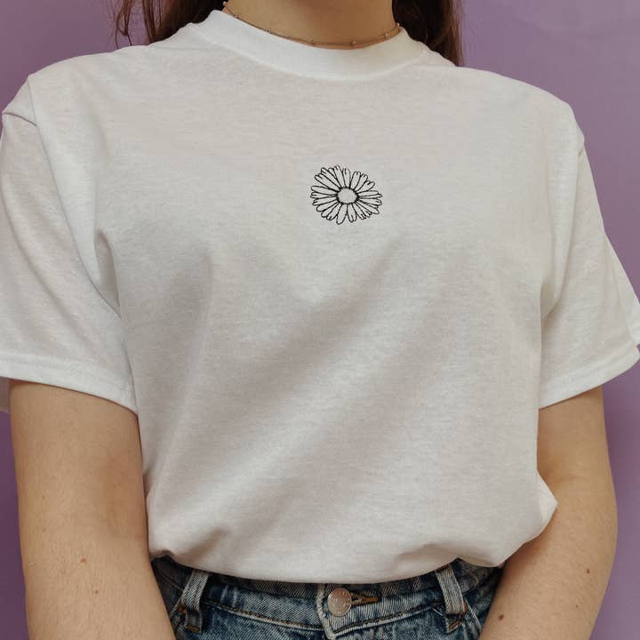 embroidered daisy t-shirt for wholesale by HemmorBroids