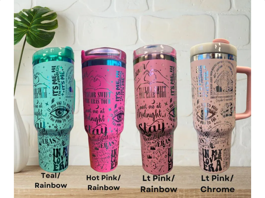 Crafty AF Studio – wholesale Insulated mug/tumbler – 40oz Taylor Eras Tour Rainbow laser Engraved Tumbler TS12