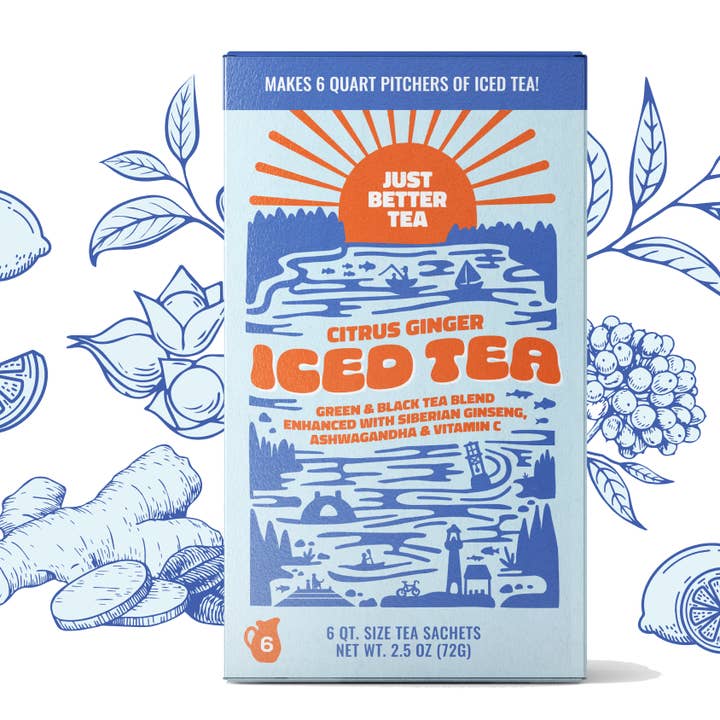 Just Better Tea - Wholesale Iced Tea - Citrus Ginger Iced Tea - 1 Box of Tea (6 qt size tea bags)
