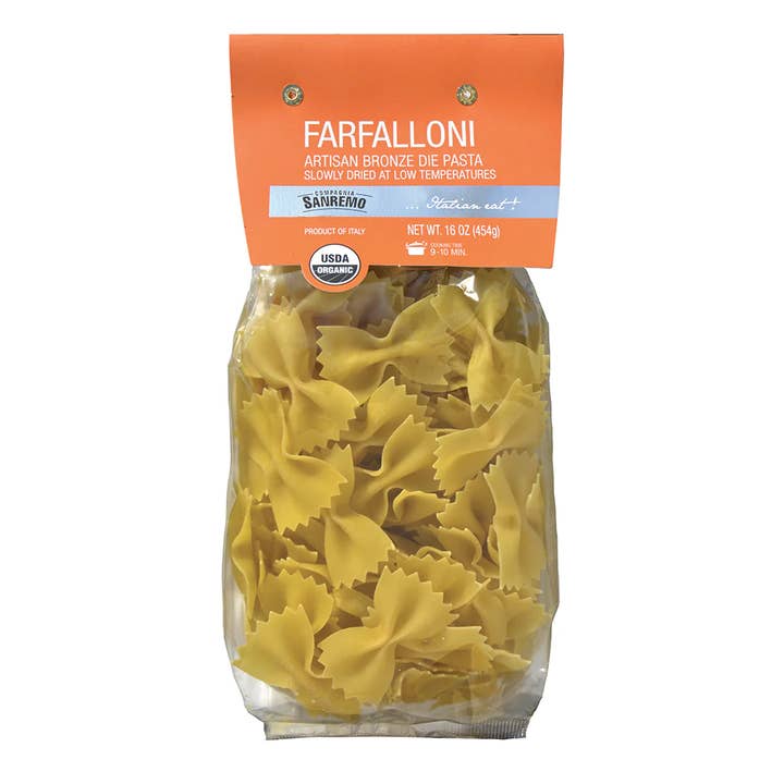 Fine Italian Food - Wholesale Pasta - Co. Sanremo Organic Artisan Farfalloni Pasta, 1 lb.