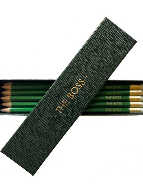 Clever Pencils - Box of 10 THE BOSS Pencils in Green for wholesale by SLOANE STATIONERY