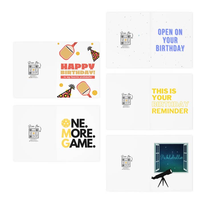 Pickle & Paper - Wholesale Birthday Card - Happy Birthday Pickleball Greeting Card Bundle (Pack of 5)