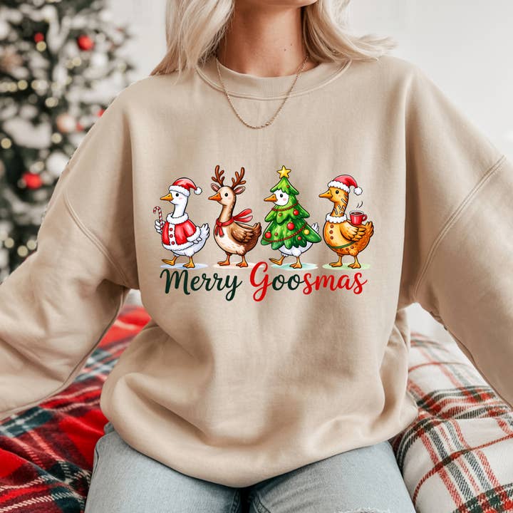 Felpa Divertente di Natale con Oca – Buon Goosmas per la vendita all'ingrosso da parte di TheWorldOfMYes
