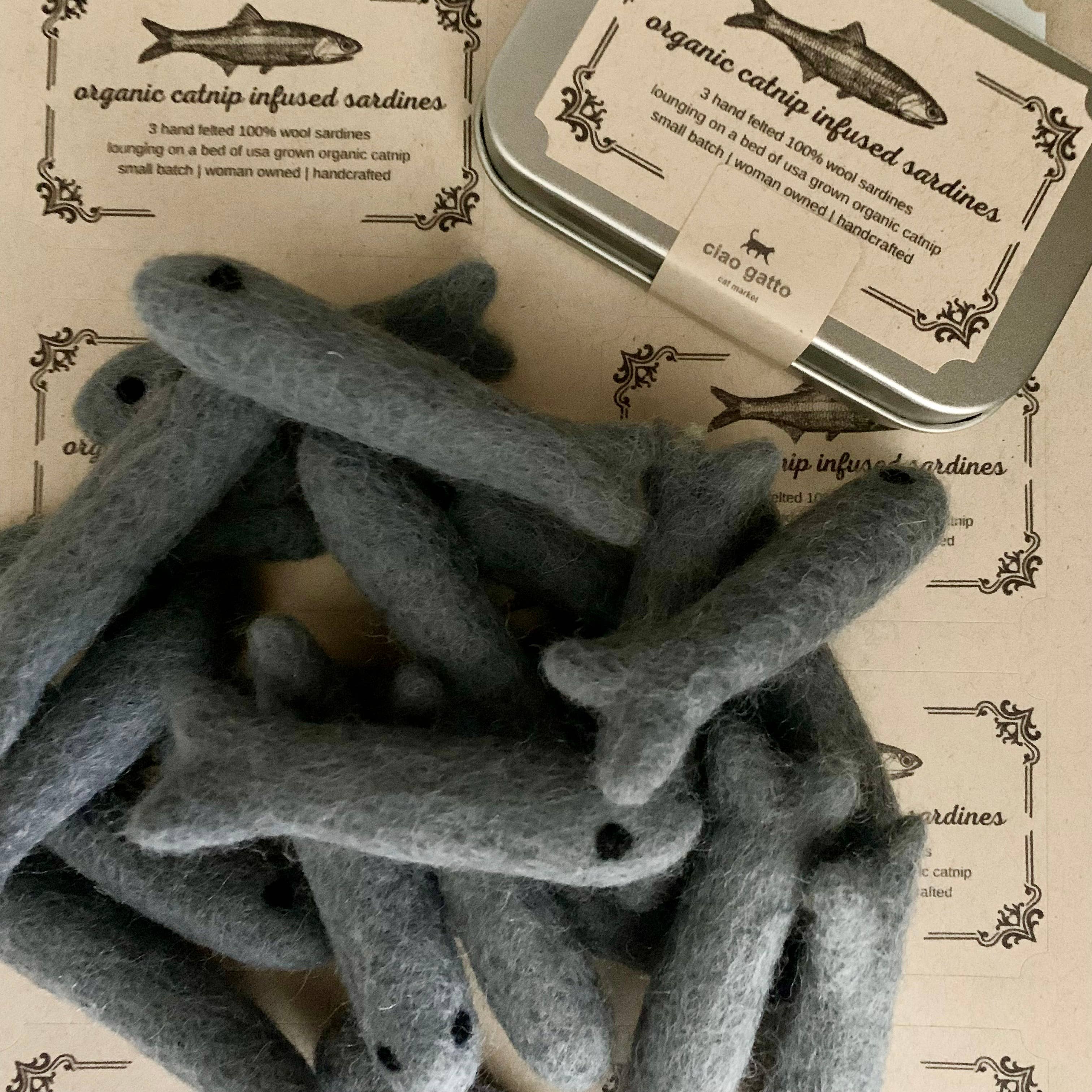 Ciao Gatto Cat Market - Wholesale Pet Toy - Cat - Organic Catnip Infused Wool Sardines 3