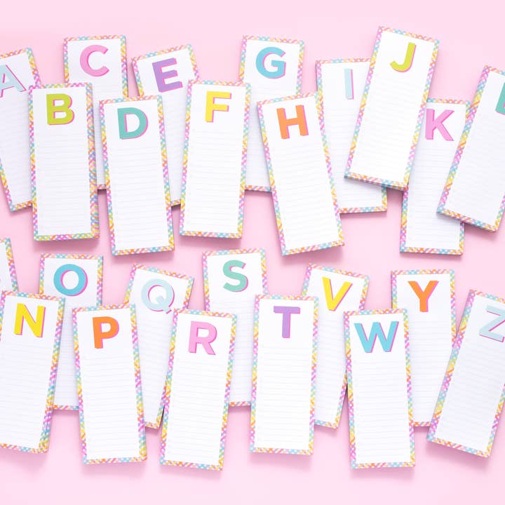 Letter List Pad Asst A-Z - Min. 1 (LP-ASST) for wholesale by Taylor Elliott Designs