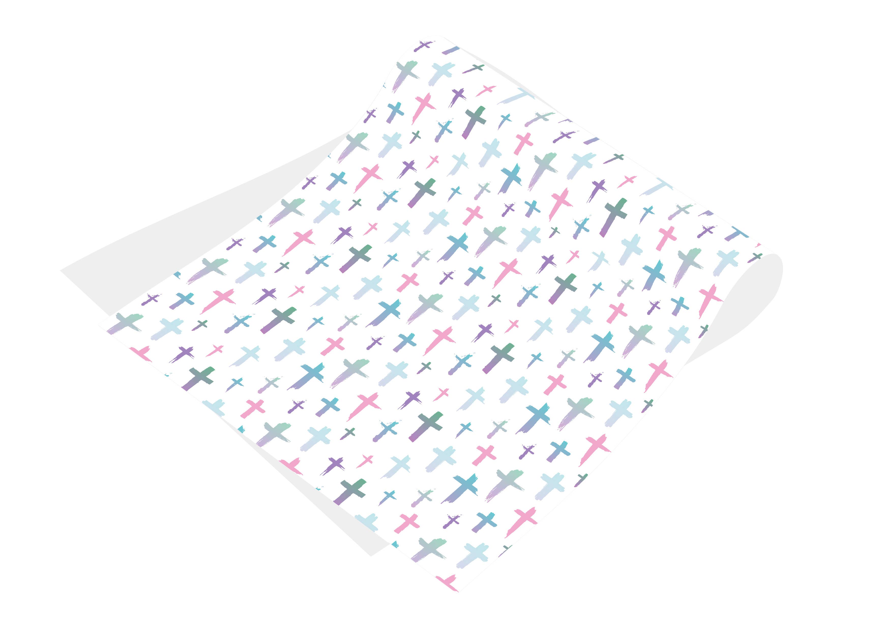 Stesha Wrapt – wholesale Flat wrap – Religious Pastel Rainbow Cross Gift Wrap1