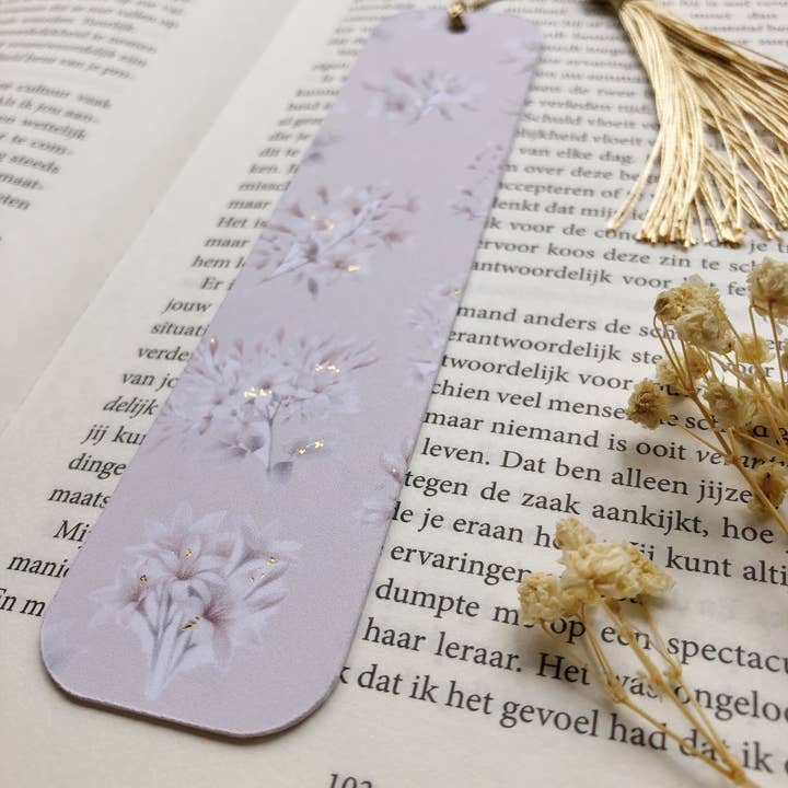 T's Stationery – wholesale Bookmark – "Gold Foiled Bookmark With Tree Jasmine Flowers"