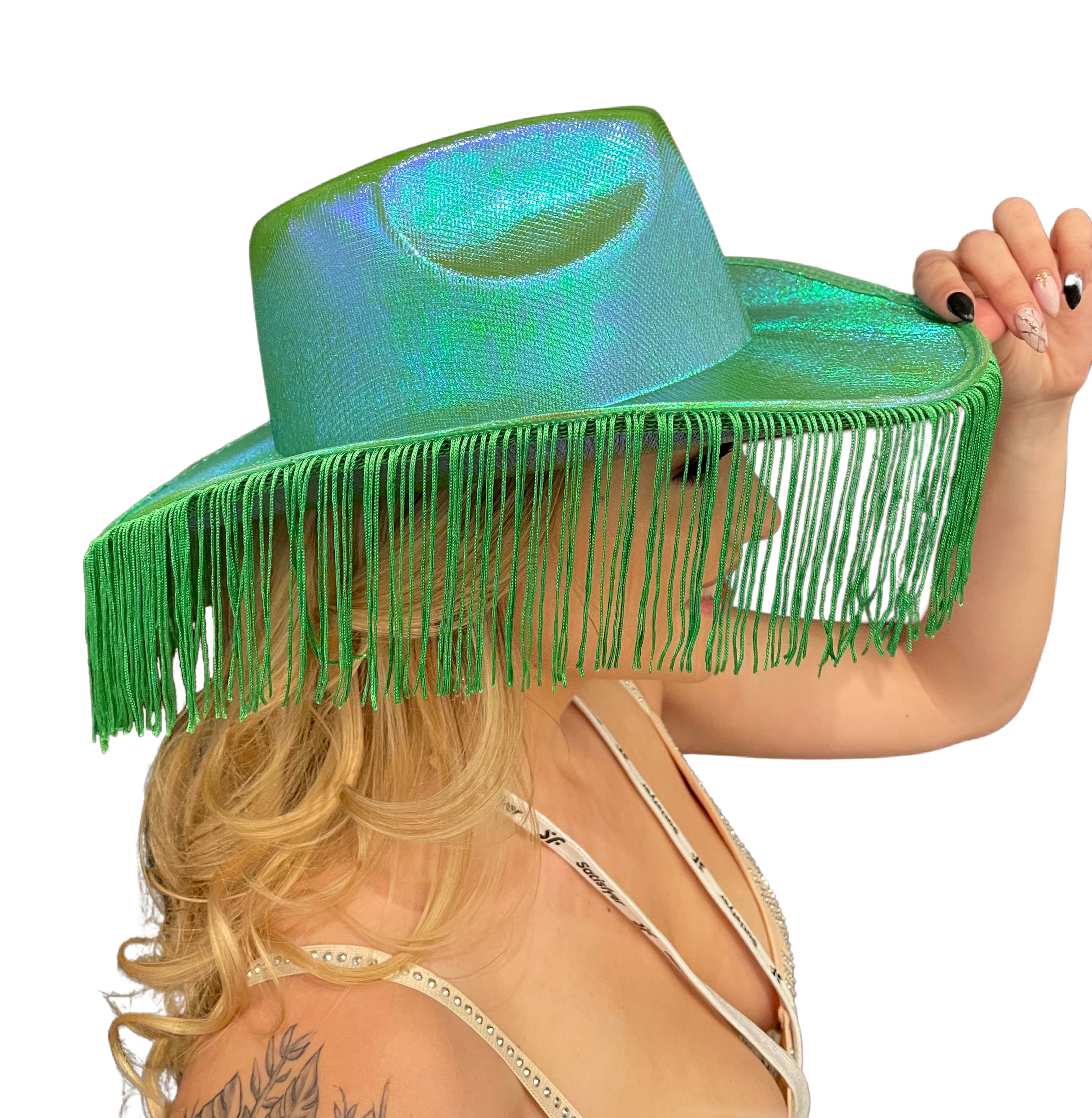 Western Fashion - Wholesale Cowboy Hat - Women's - Metallic Cowboy Hat with fringes4