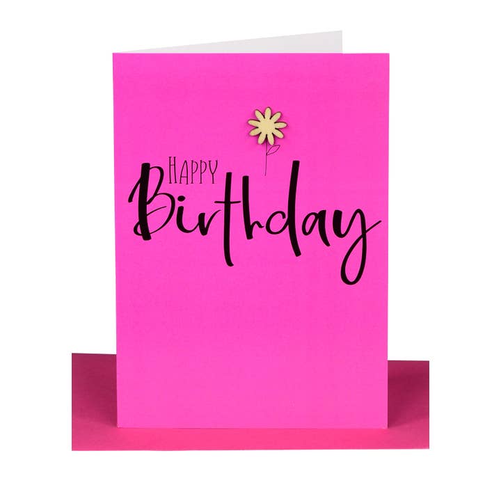 Happy Birthday Greeting Card - Hot Pink for wholesale by Lil's Cards