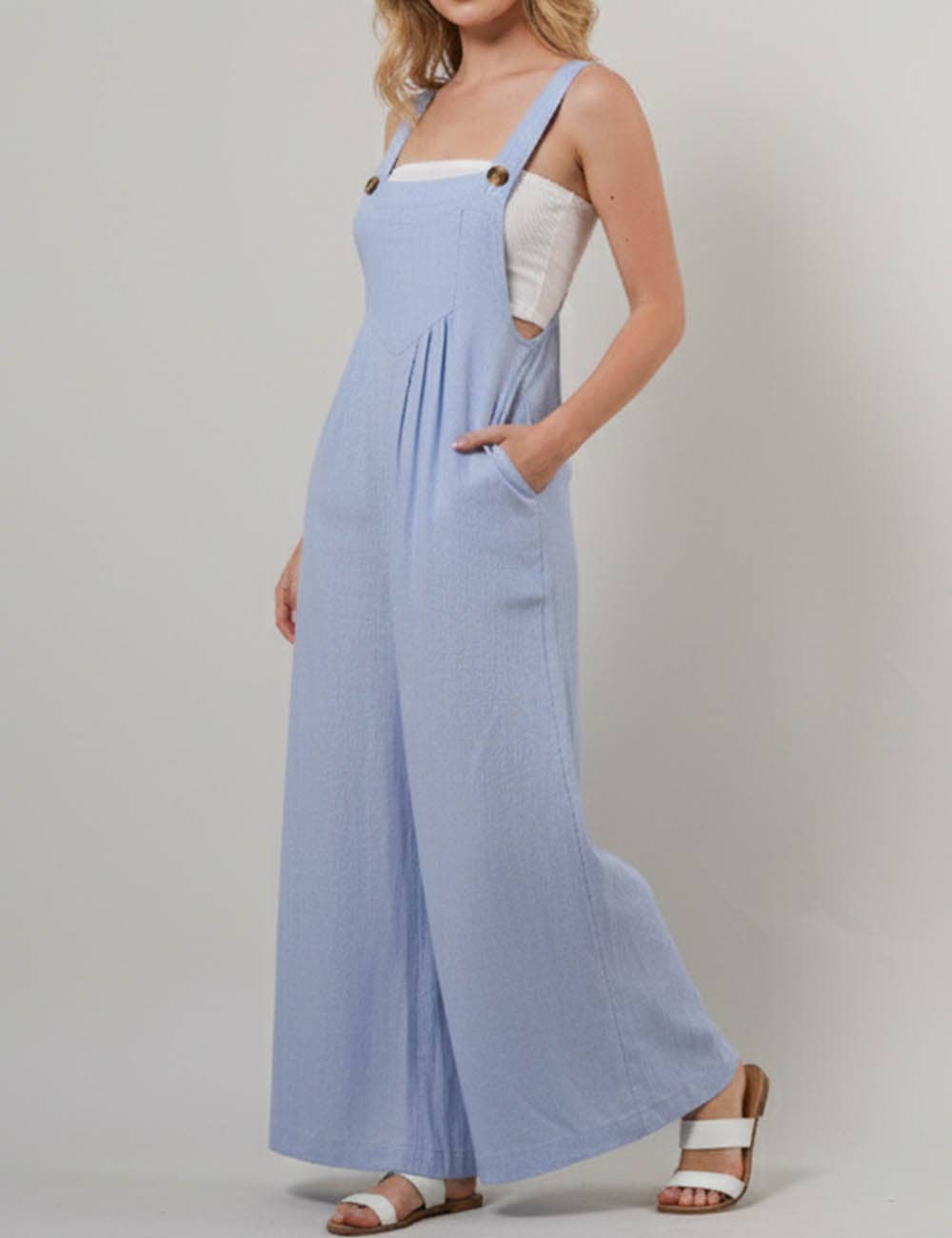 Sweetkama - Wholesale Overalls - Women's - Solid Color Botton Strape Overalls Daily Jumpsuit SKJ23578