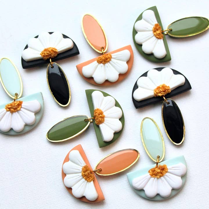Daisy Earrings, Pastel Earrings, Floral Earrings, Handmade for wholesale by Studio Niani