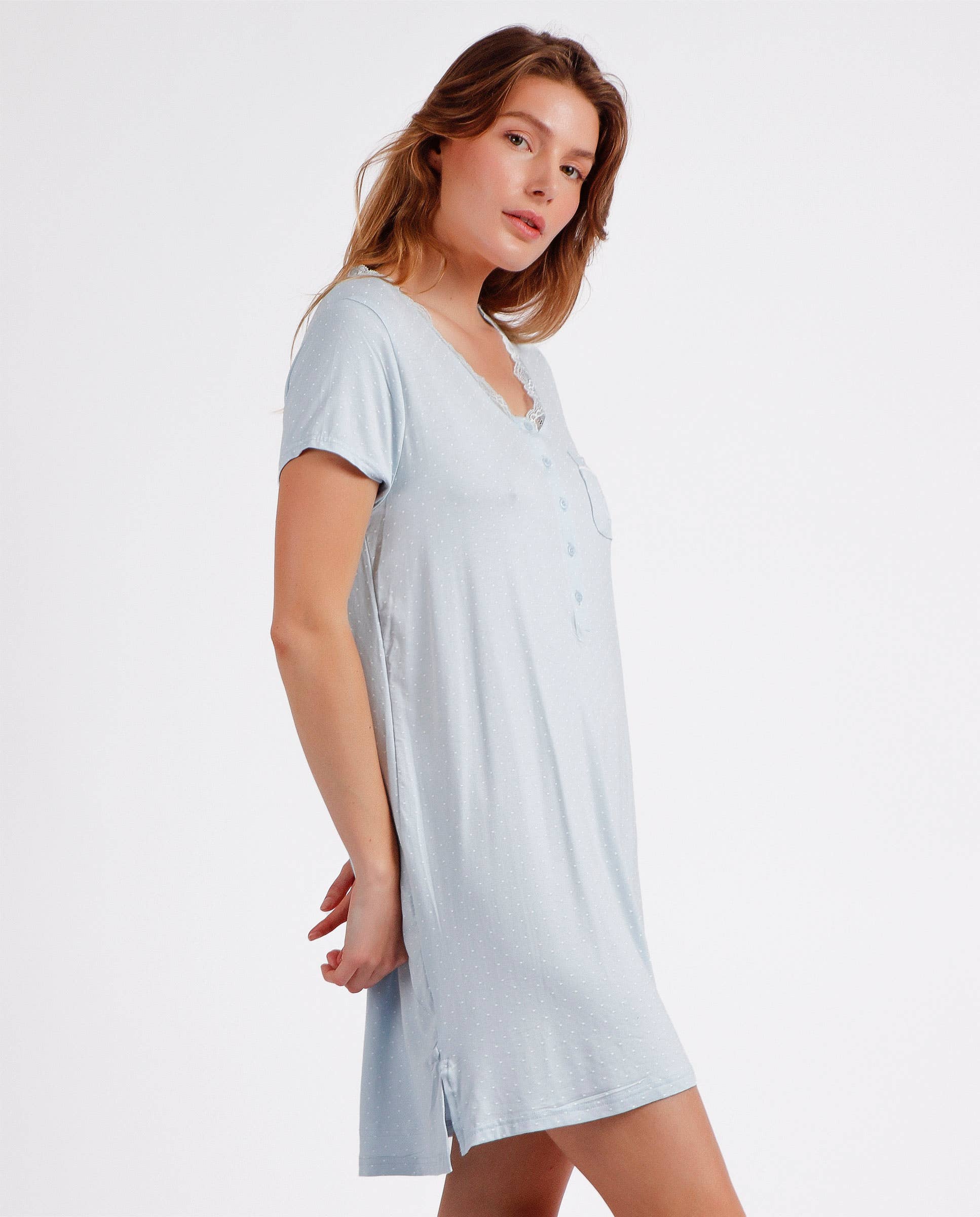 ADMAS - Vendita all'ingrosso Tunica - Donna - ADMAS Classic Camicia Morbida a Maniche Corte con Colletto e Pizzo per Donna2