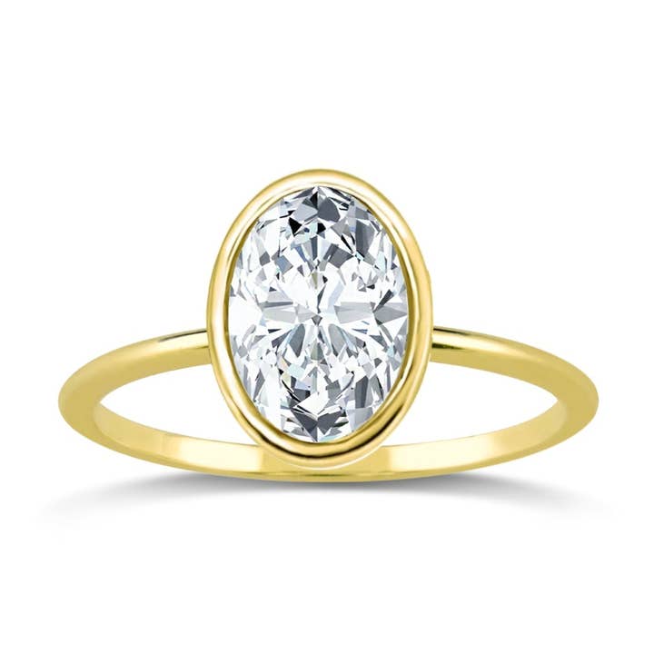 Oval Diamond Solitaire Bezel Set for wholesale by Meira T