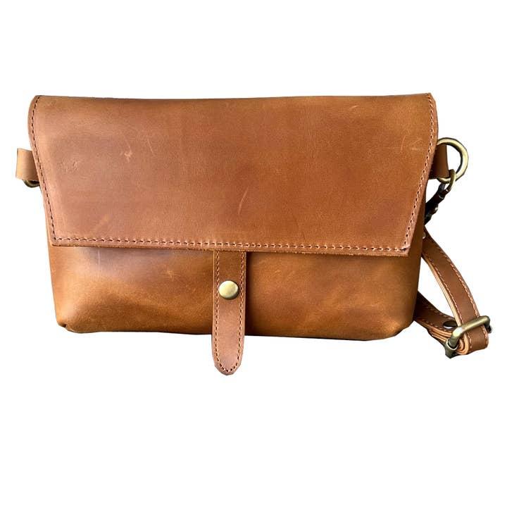 Roma Leathers, Inc. - Wholesale Crossbody Bag - Women's - W022L crazy horse genuine leather crossbody1
