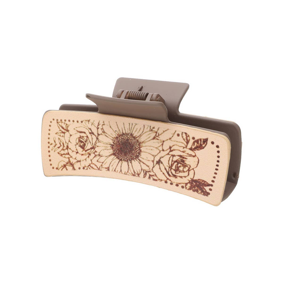 ACCITY - Wholesale Hair Clip - Women's - Cactus Print Leather Hair Claw Clip, Western Style_CWAHA06063