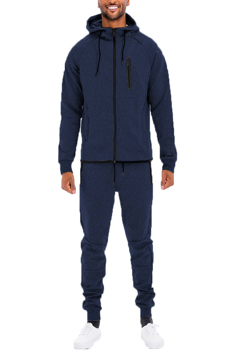 WEIV - Wholesale Tracksuit - Men's - Solid Dynamic Active Track Suit Cotton Poly Blend Track Set14