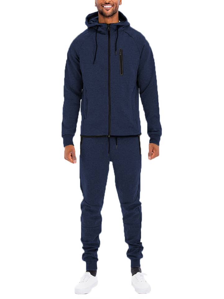 WEIV - Wholesale Tracksuit - Men's - Solid Dynamic Active Track Suit Cotton Poly Blend Track Set14