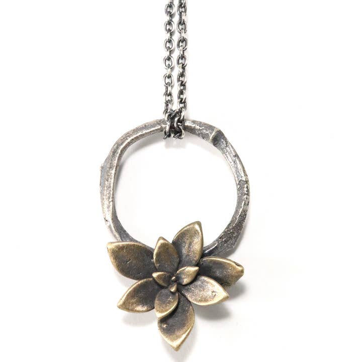 willow + floral succulent necklace for wholesale by tree trunk arts