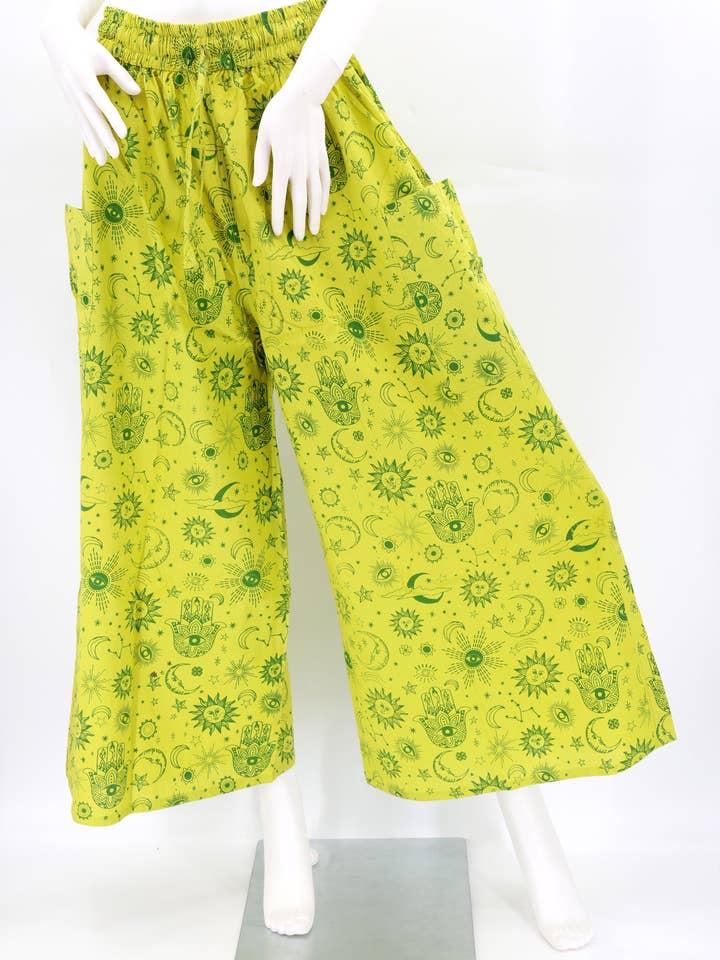 Himalaya Handmade - Wholesale Pants – Women's - Cotton Hippie Handmade Harem Celestial Print Wide Leg Bohemian Trousers4