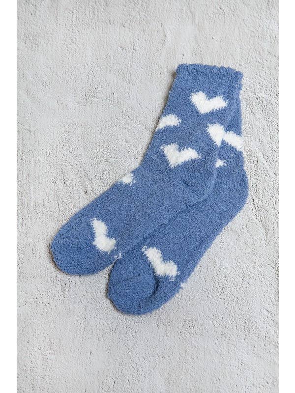 JOSSLYN by wall to wall - Wholesale Socks - Women's - WARM CORAL FLEECE PLUSH HEART FUZZY SOCKS | 40S020435
