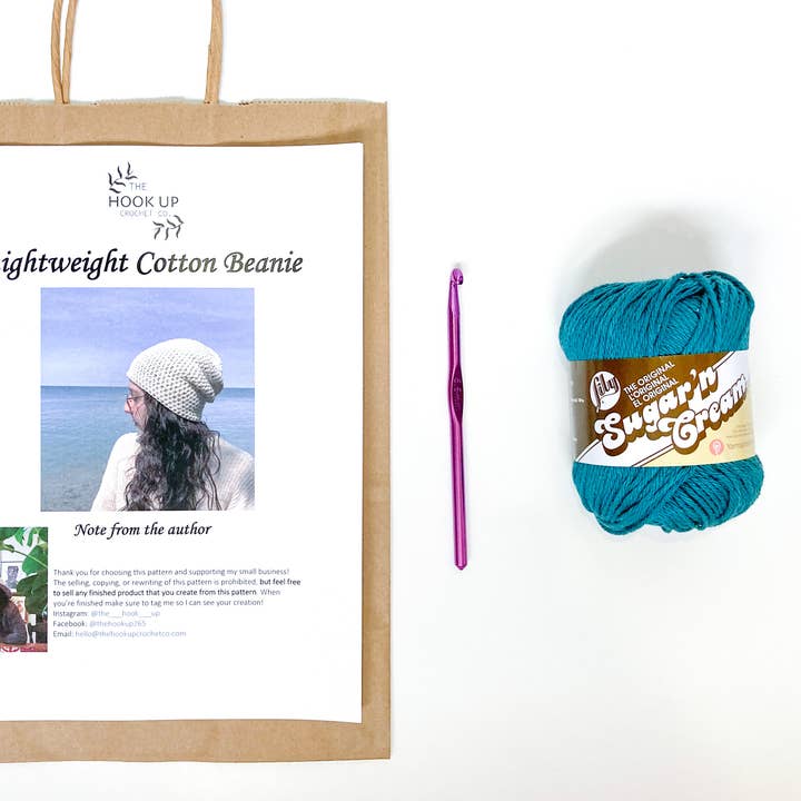 Lightweight Cotton Beanie Crochet Kit for wholesale by The Hook Up Crochet Co.